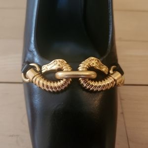 Tory Burch Jessa Square Toe Double Dragon Head High He'll Pumps